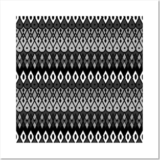 Black and white aztec design Posters and Art